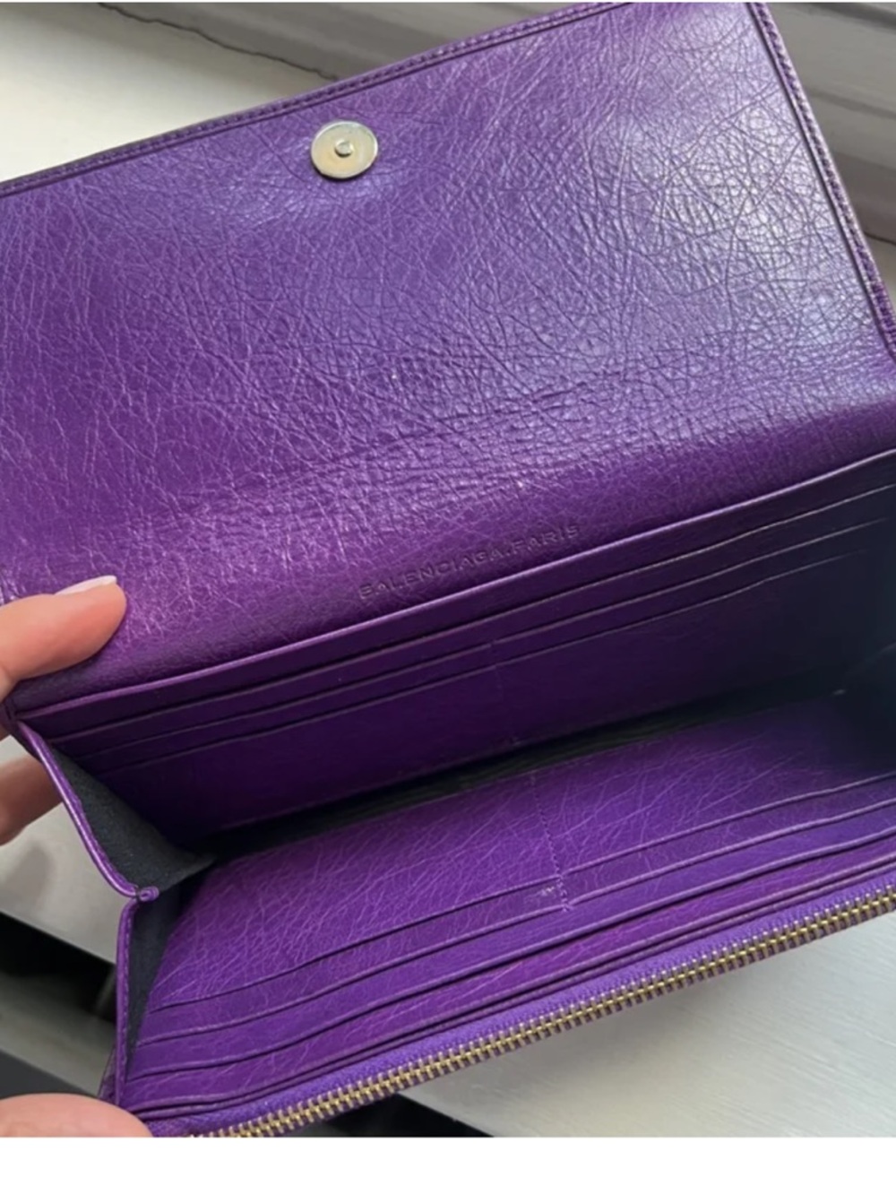 Balenciaga purple Leather Card Wallet with Gold Hardware - Picture 3 of 6